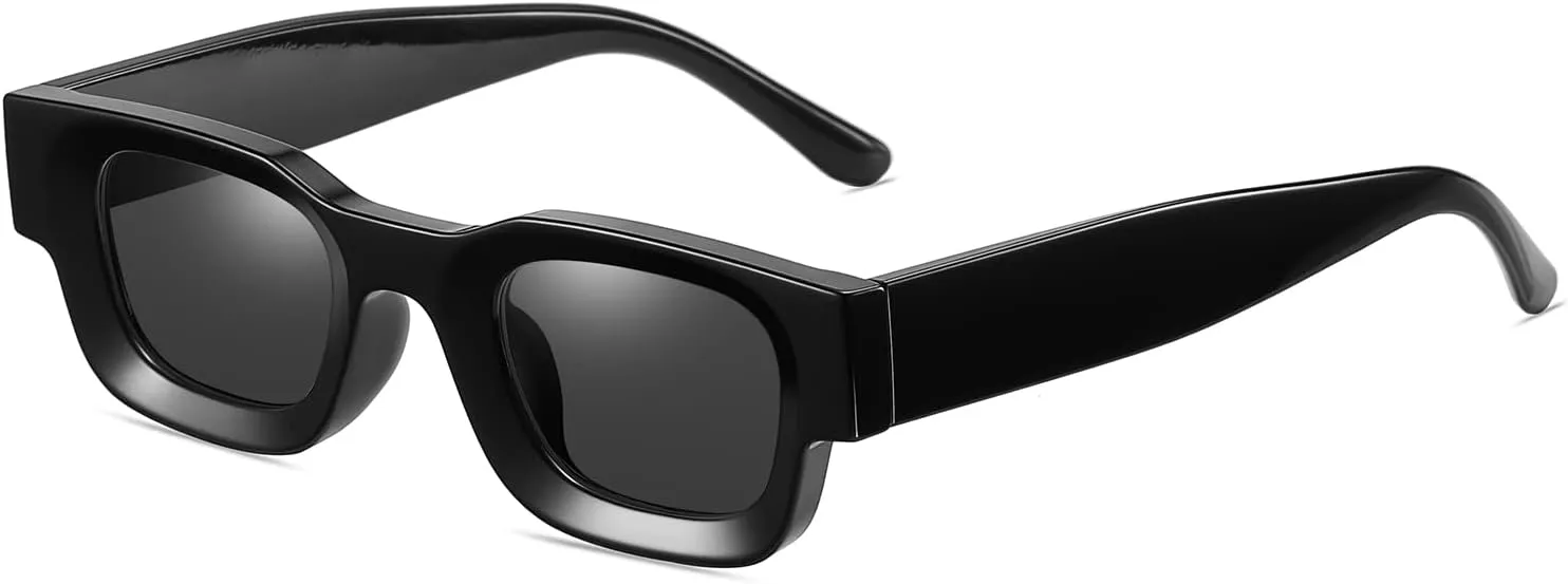 EYLRIM Thick Square Frame Sunglasses for Women Men Chunky Rectangle Polarized Sunglasses UV400 Protection