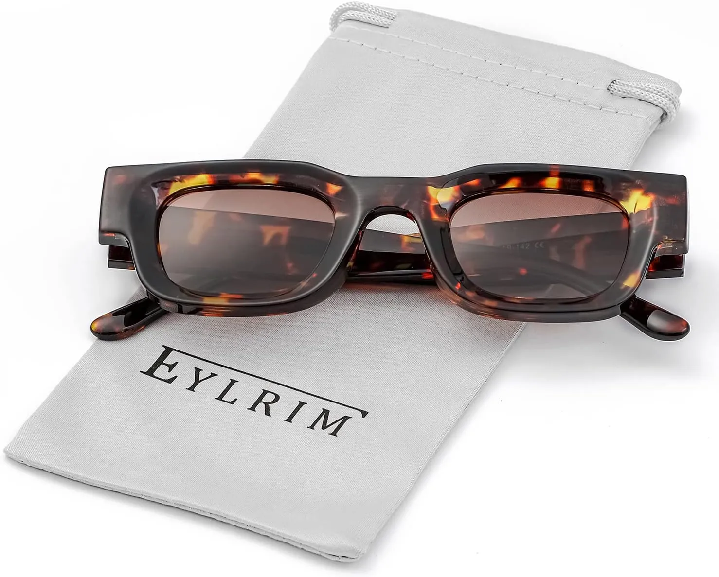 EYLRIM Thick Square Frame Sunglasses for Women Men Chunky Rectangle Polarized Sunglasses UV400 Protection