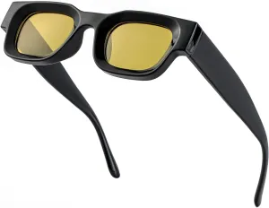 EYLRIM Thick Square Frame Sunglasses for Women Men Chunky Rectangle Polarized Sunglasses UV400 Protection