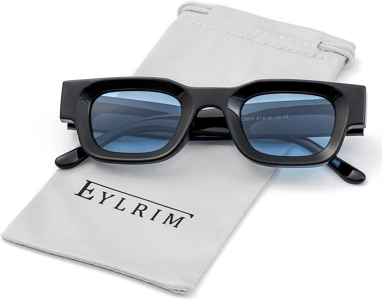 EYLRIM Thick Square Frame Sunglasses for Women Men Chunky Rectangle Polarized Sunglasses UV400 Protection