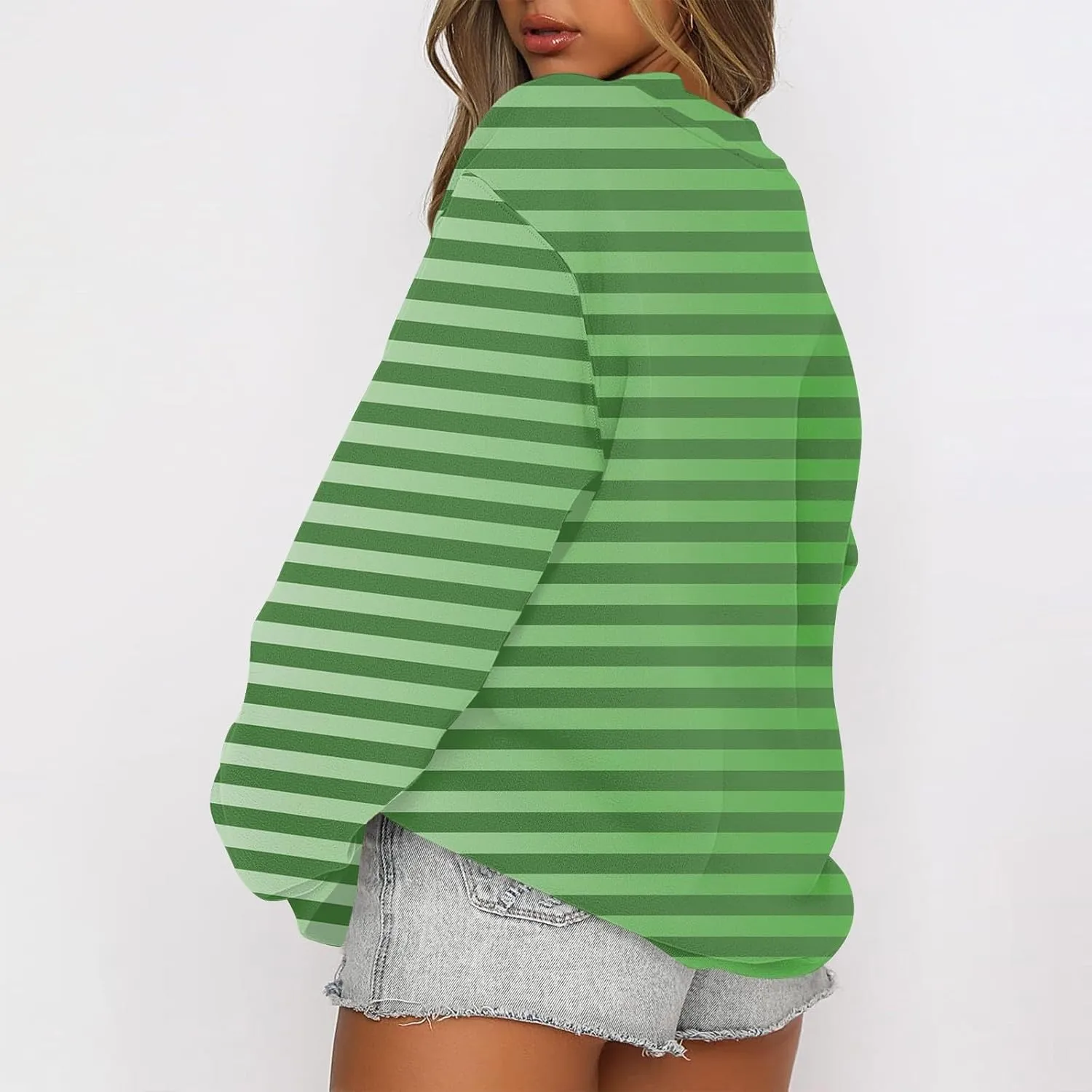 Fall Sweatshirts For Women Crew Neck Striped Pullover Trendy Crop Sweatshirts Winter Long Sleeve Sweaters Plus Size