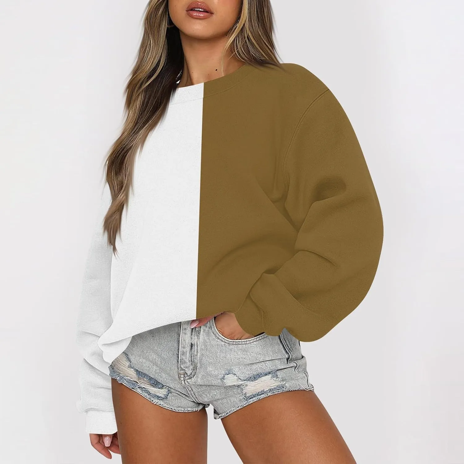 Fall Sweatshirts For Women Fashion 2024 Crewneck Striped Pullover Sweatshirts Trendy Crop Winter Long Sleeve Shirts