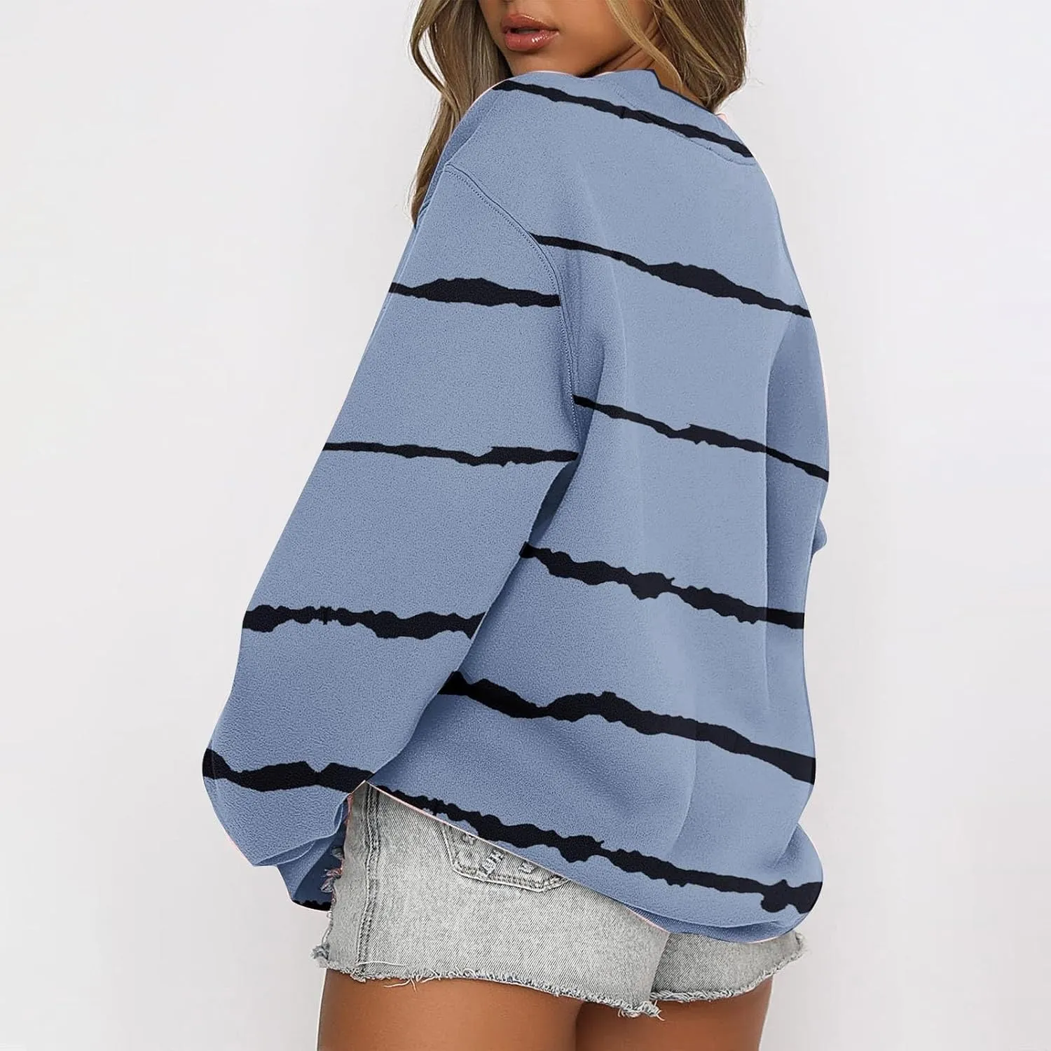 Fall Sweatshirts For Women Graphic Crewneck Striped Pullover 2024 Crop Plus Size Sweatshirts Winter Long Sleeve Tops