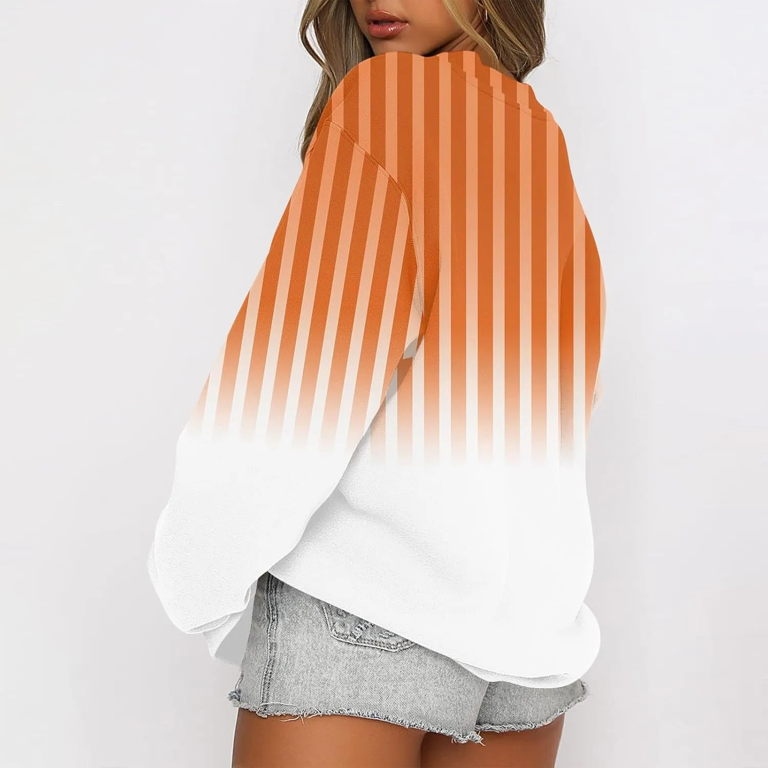 Fall Sweatshirts For Women Graphic Crewneck Striped Pullover 2024 Crop Plus Size Sweatshirts Winter Long Sleeve Tops