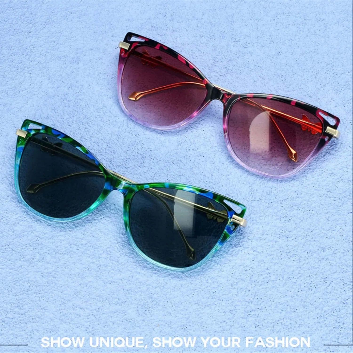 Fashion Butterfly Sunglasses for Women Gradient Lens Uv400 Vintage