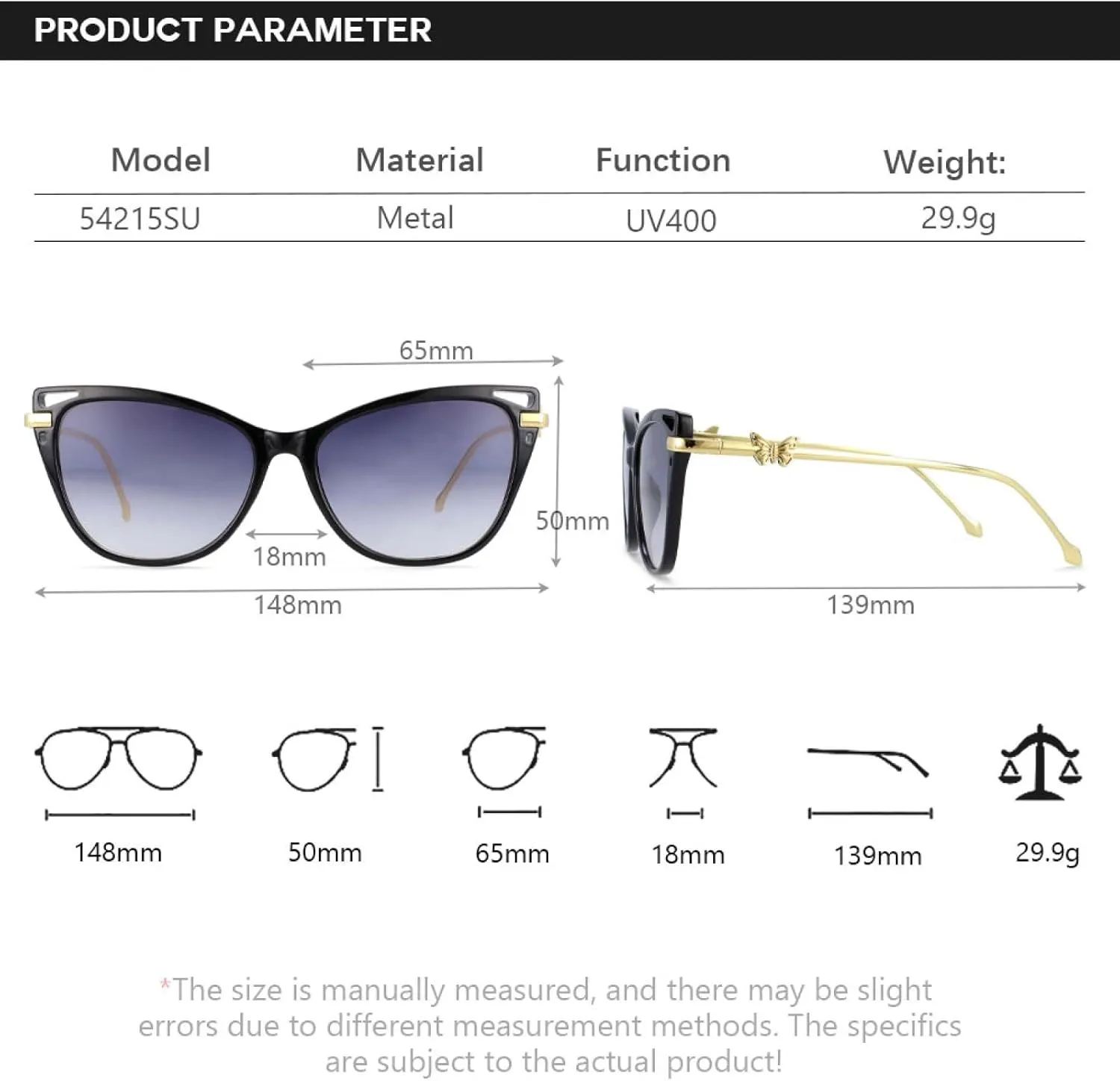 Fashion Butterfly Sunglasses for Women Gradient Lens Uv400 Vintage