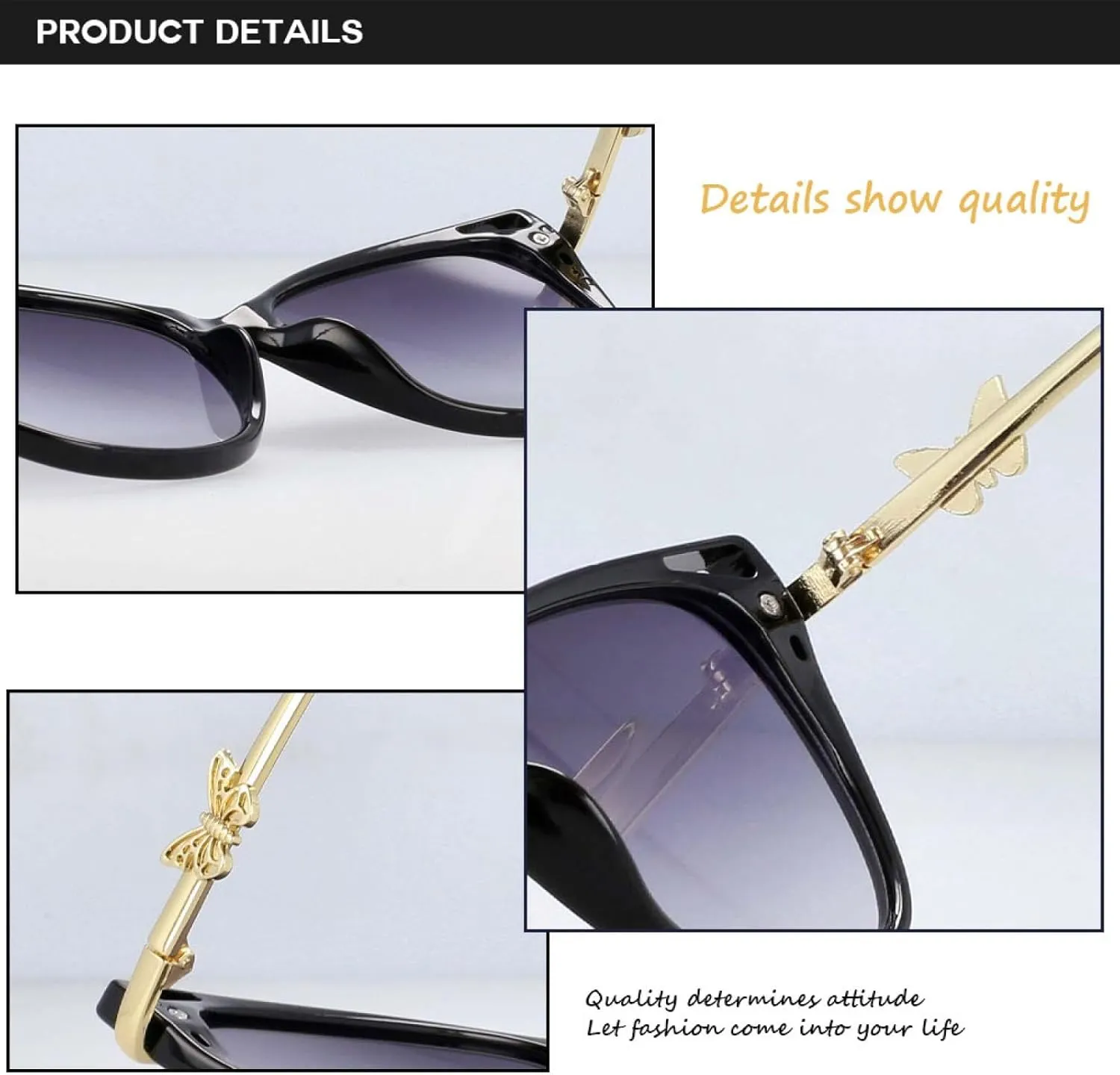 Fashion Butterfly Sunglasses for Women Gradient Lens Uv400 Vintage