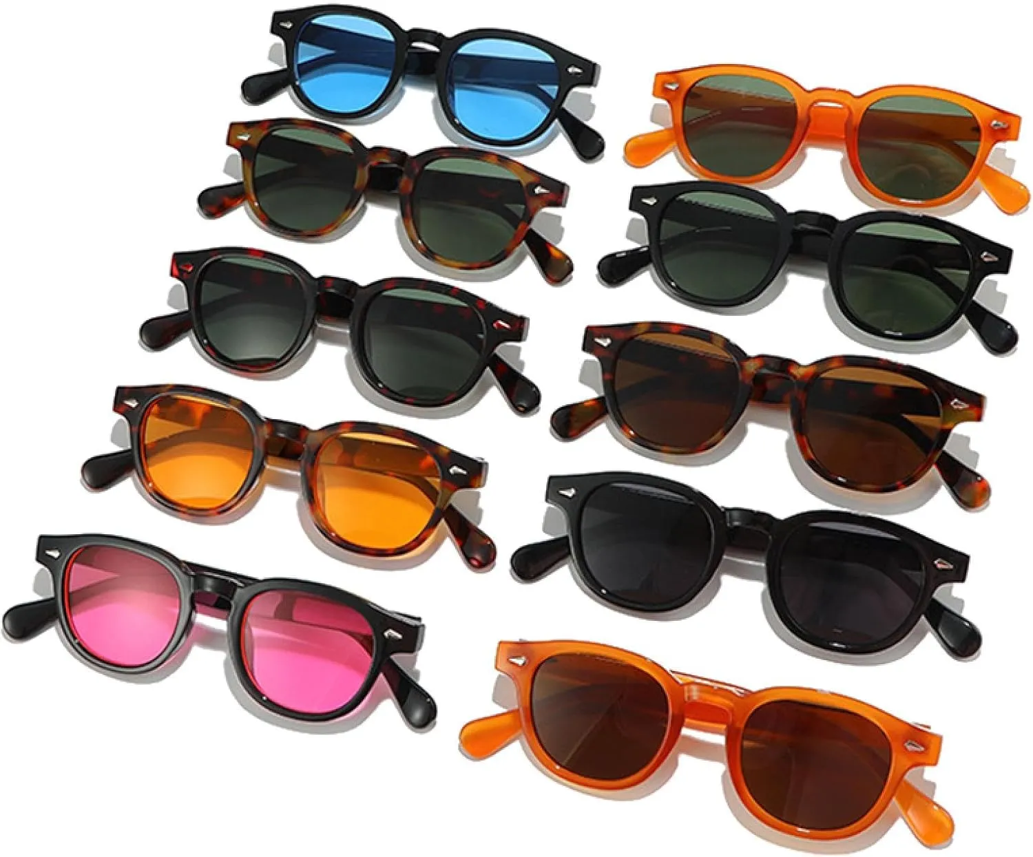 Fashion Candy Color Oval Women Sunglasses Retro Rivets Gradient Uv400