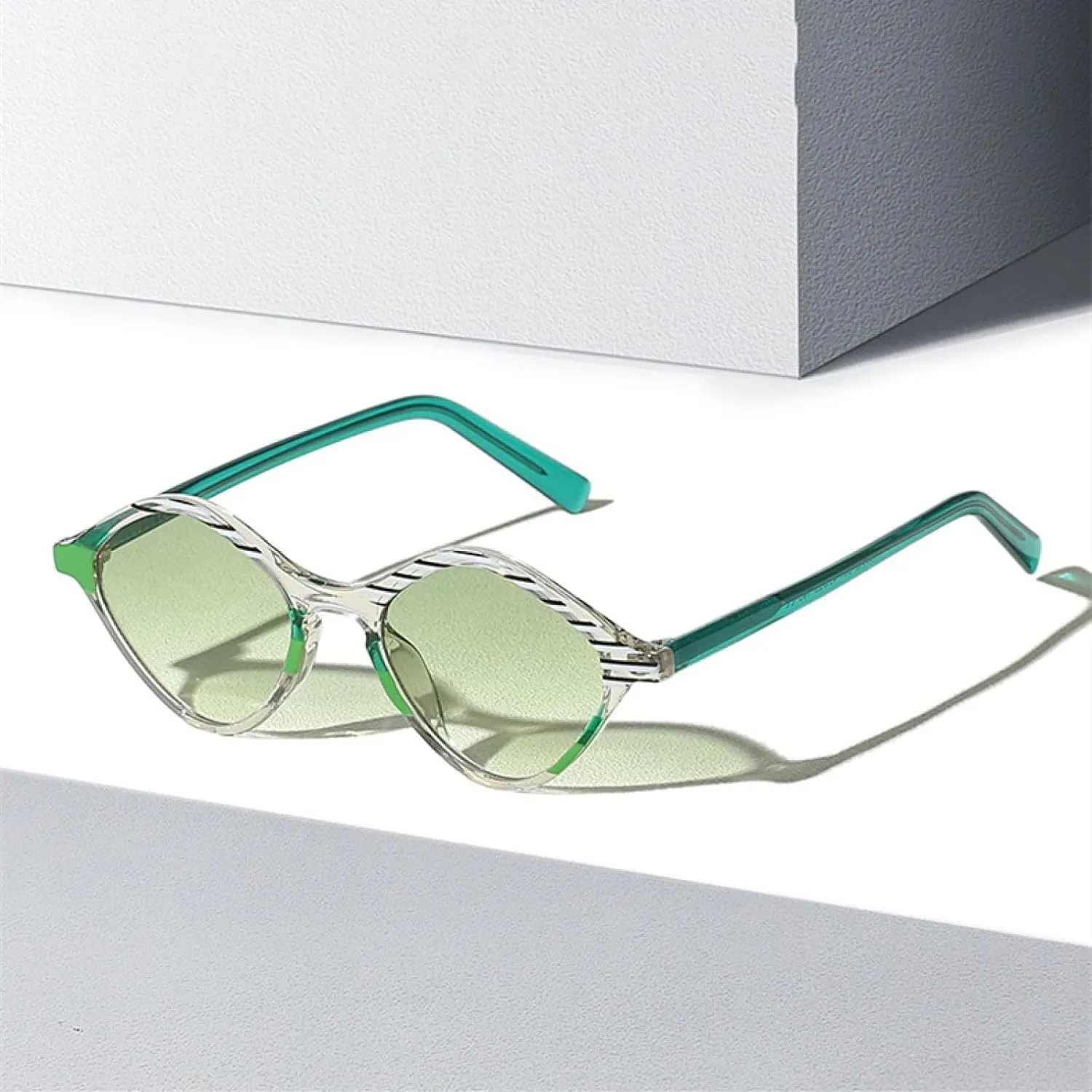 Fashion Clear Colorful Stripe Glasses Women Gradient Color Flat