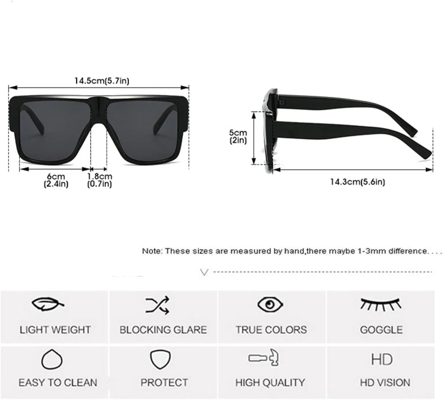 Fashion Oversized Sunglasses Women Retro Gradient Shades Uv400 Mensunglasses