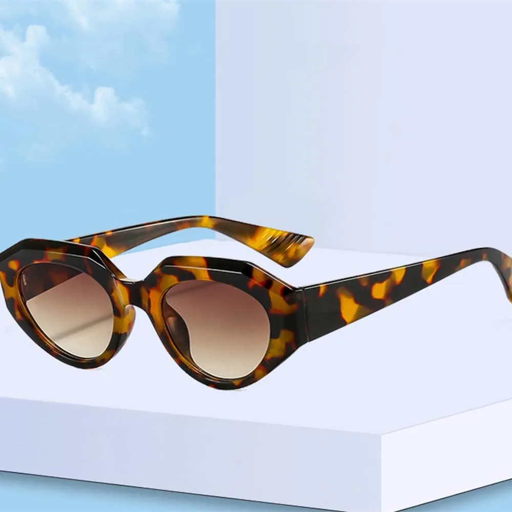 Fashion Punk Oval Sunglasses Women Vintage Cat Eye Sunglasses Men Steampunk Leopard Orange Glasses UV400 Eyewear