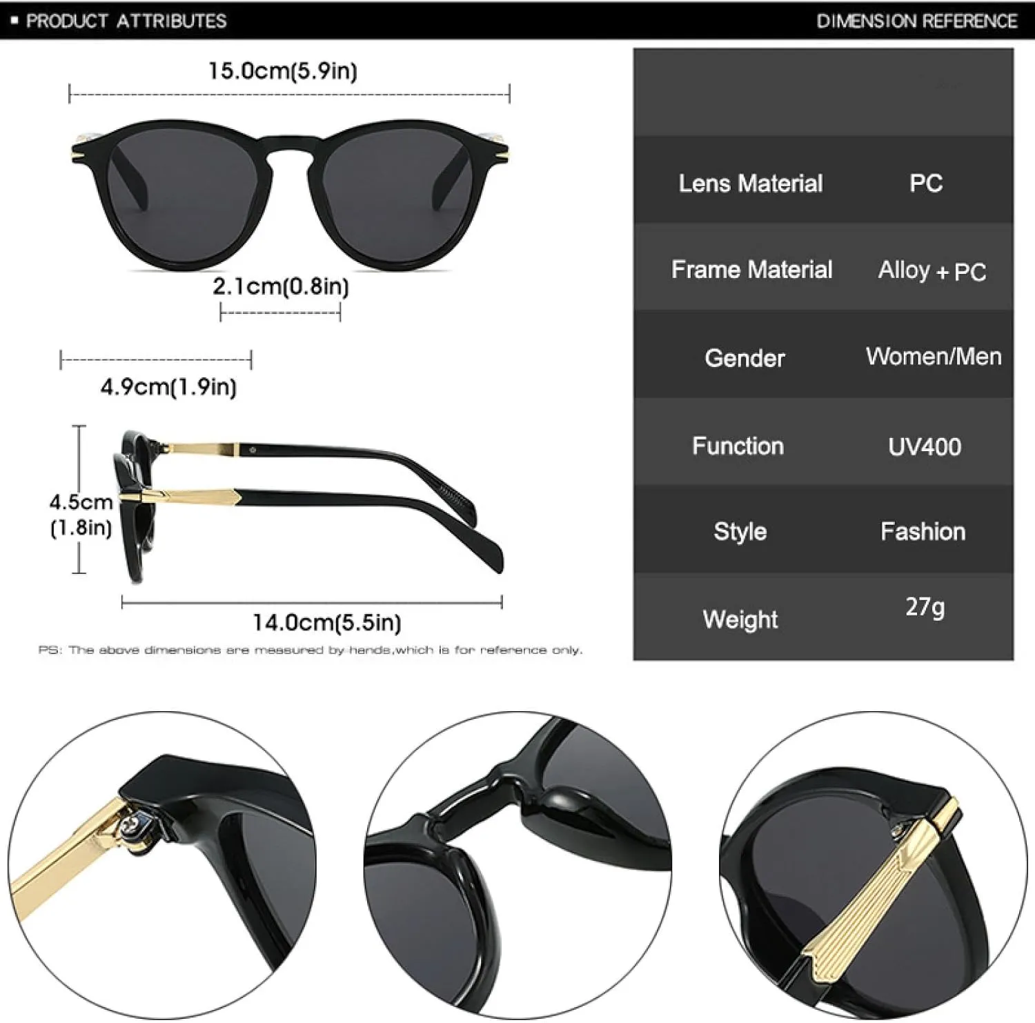 Fashion Round Women Gradient Sunglasses Uv400 Vintage Men Punk