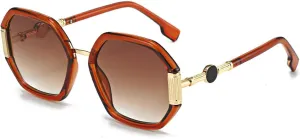 Fashionable Sunglasses for Women Unique Octagonal Frame with Gradient Lenses,