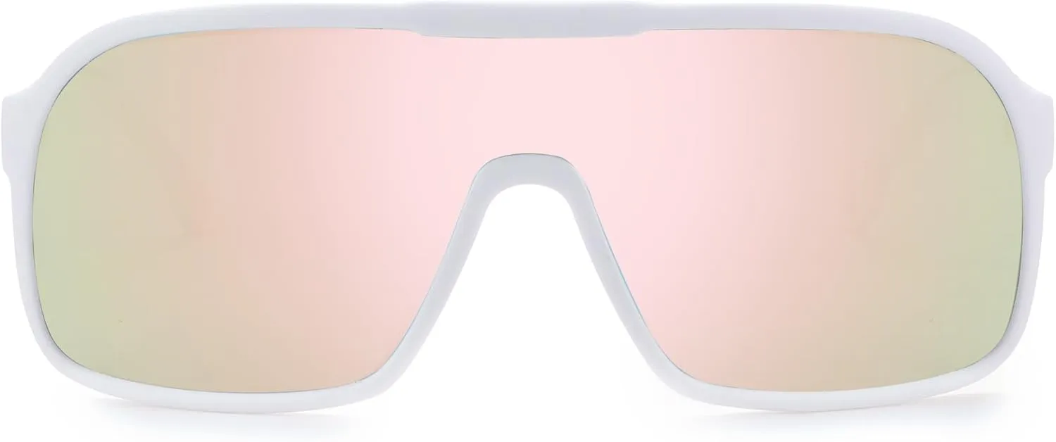 FEISEDY Fashion Polarized Sunglasses Oversized One Piece Reflective Lens Sports Sun Glasses B0122