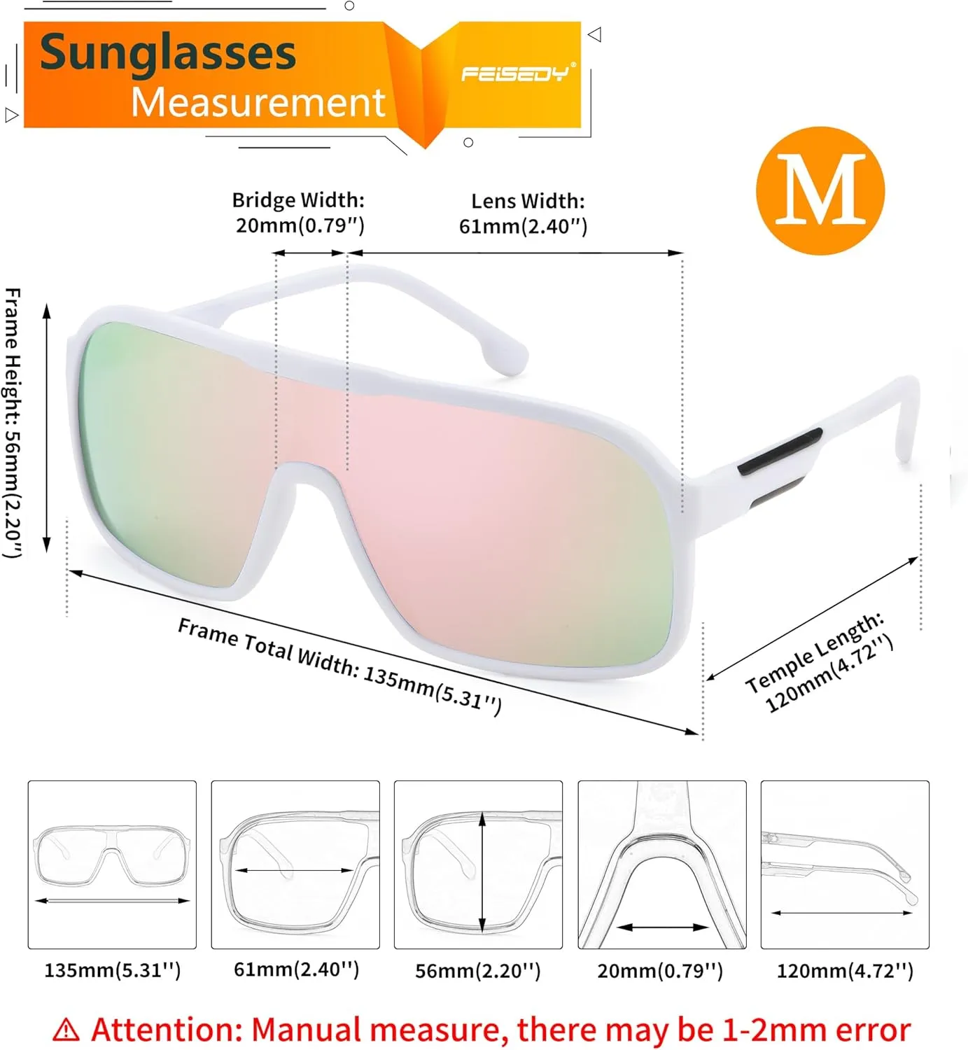 FEISEDY Fashion Polarized Sunglasses Oversized One Piece Reflective Lens Sports Sun Glasses B0122