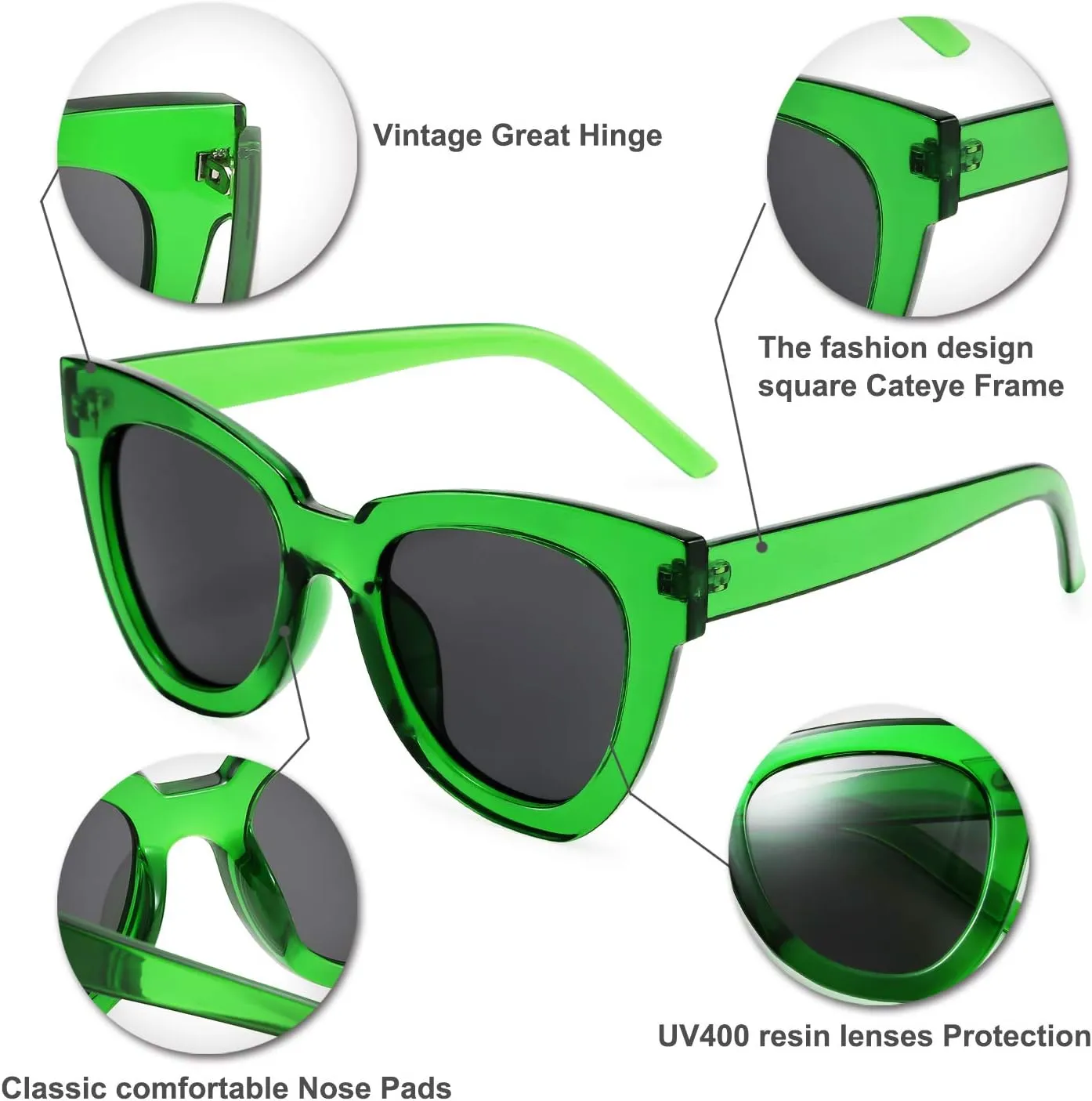 FEISEDY Retro Cat Eye Sunglasses Women Men Vintage Square Cateye UV400 Sunglasses B2586