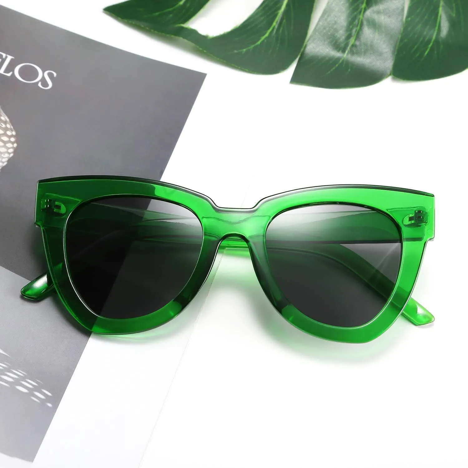 FEISEDY Retro Cat Eye Sunglasses Women Men Vintage Square Cateye UV400 Sunglasses B2586