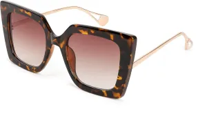 FEISEDY Sunglasses Womens Trendy, Oversized Square Shades, Pearl Inlay Cat Eye Frame UV400 Protection B2625