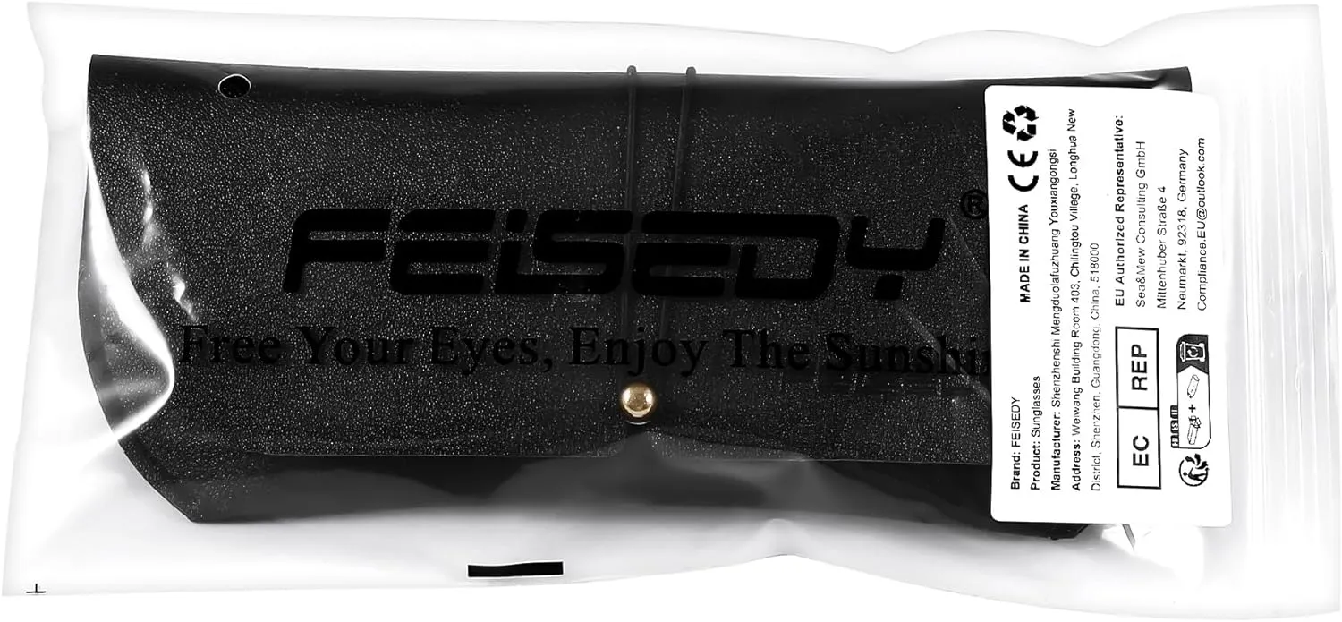 FEISEDY Sunglasses Womens Trendy, Oversized Square Shades, Pearl Inlay Cat Eye Frame UV400 Protection B2625