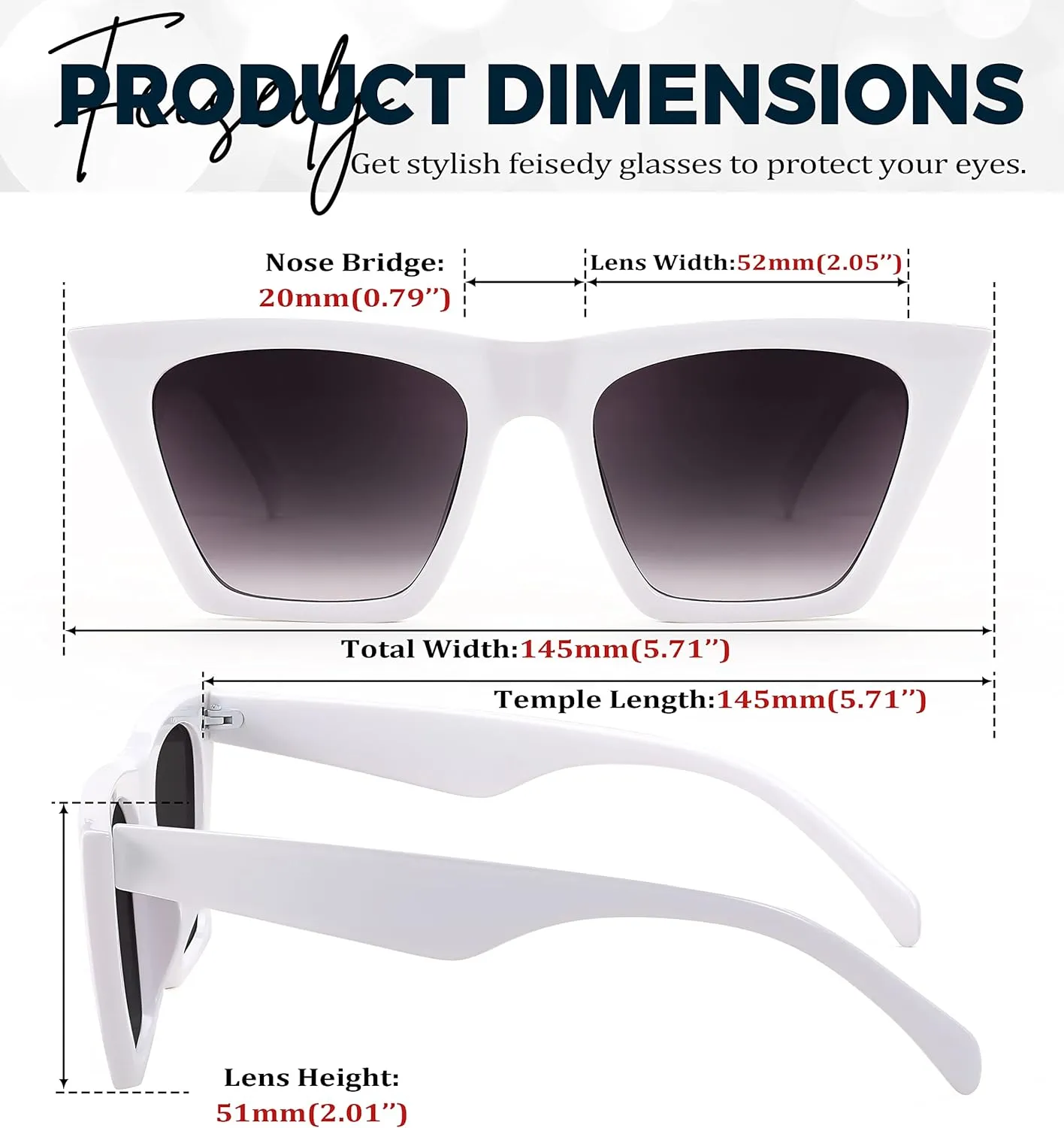 FEISEDY Vintage Square Cat Eye Sunglasses Women Trendy Cateye Sunglasses B2473