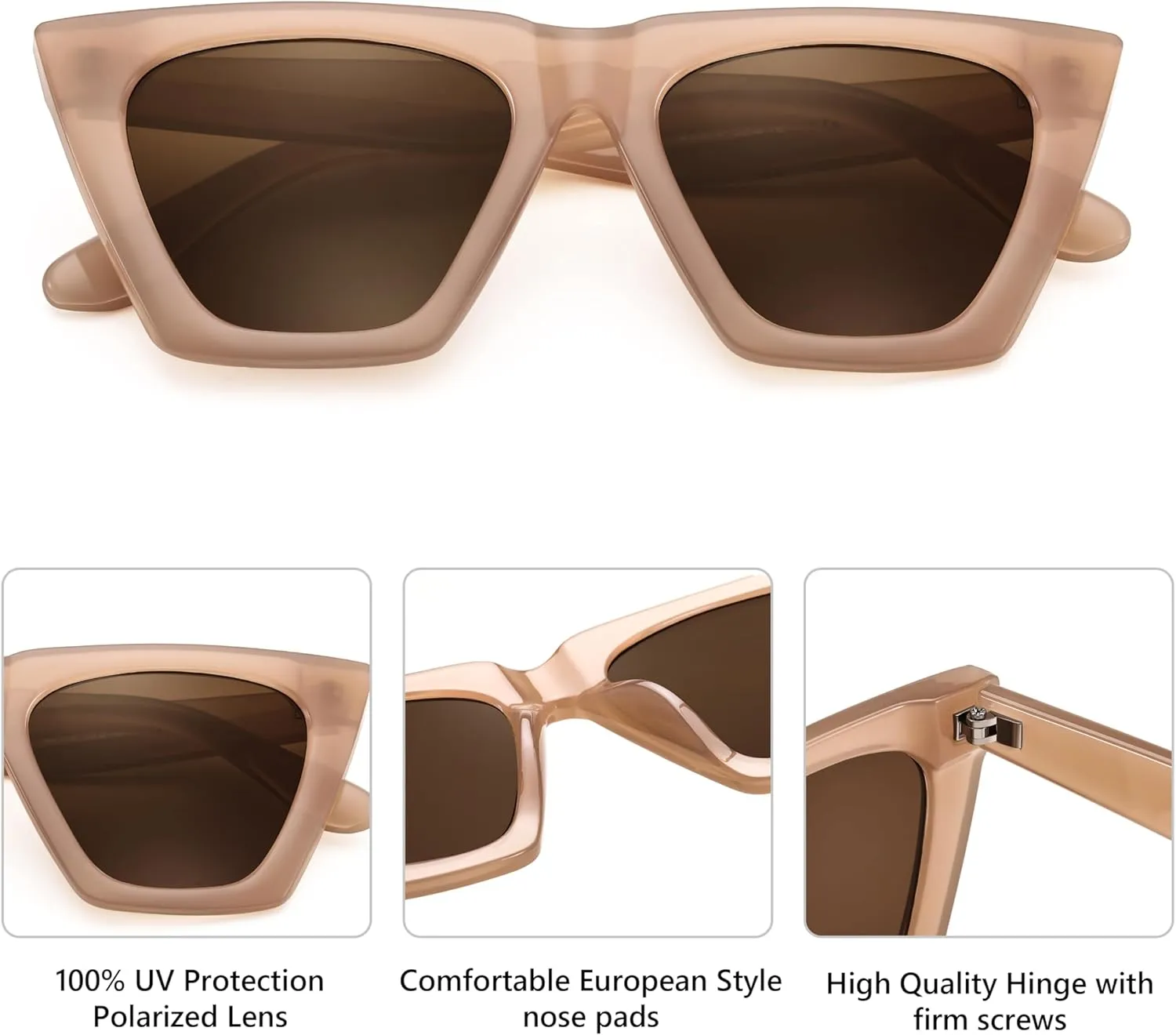 FEISEDY Vintage Sunglasses Women, Square Cat Eye Frame,Trendy Cateye Sunglasses B0025