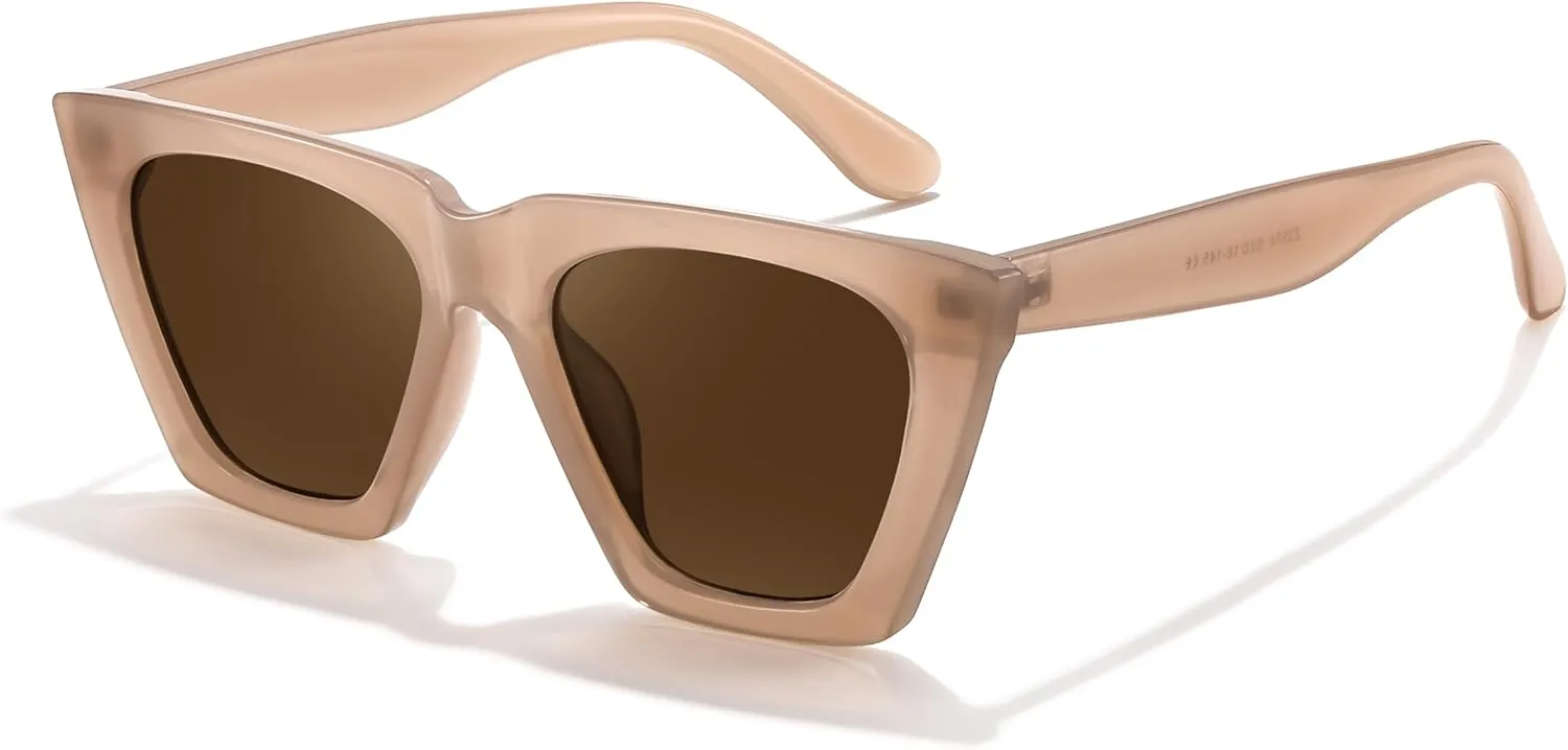 FEISEDY Vintage Sunglasses Women, Square Cat Eye Frame,Trendy Cateye Sunglasses B0025