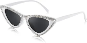 FEISEDY Women Cat Eye Sunglasses Small Frame Diamond Fashion Rhinestone Sunglasses Jeweled Frame Costume Party B0084