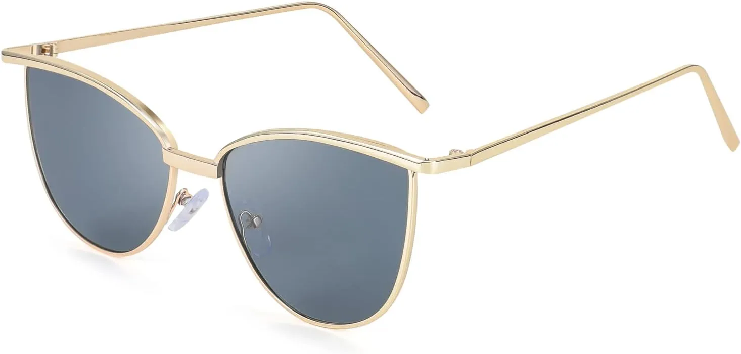 FEISEDY Women Vintage Cat Eye Square Sunglasses Delicate Metal Frame Trendy Eyewear B2306