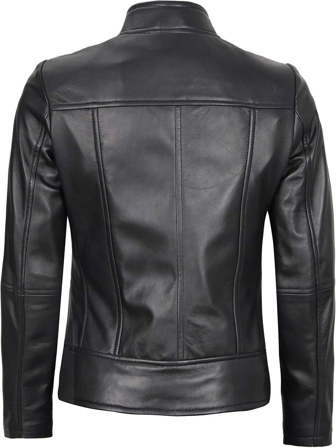 fjackets Leather Jacket Women - Cafe Racer Style Leather Jackets For Women's Real Lambskin Womens Leather Jackets