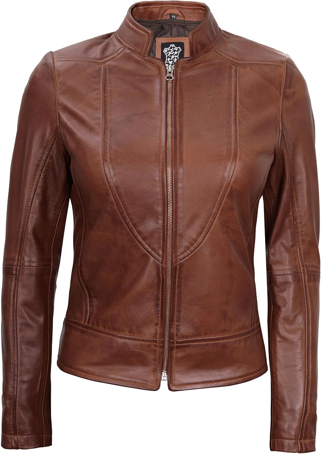 fjackets Leather Jacket Women - Cafe Racer Style Leather Jackets For Women's Real Lambskin Womens Leather Jackets