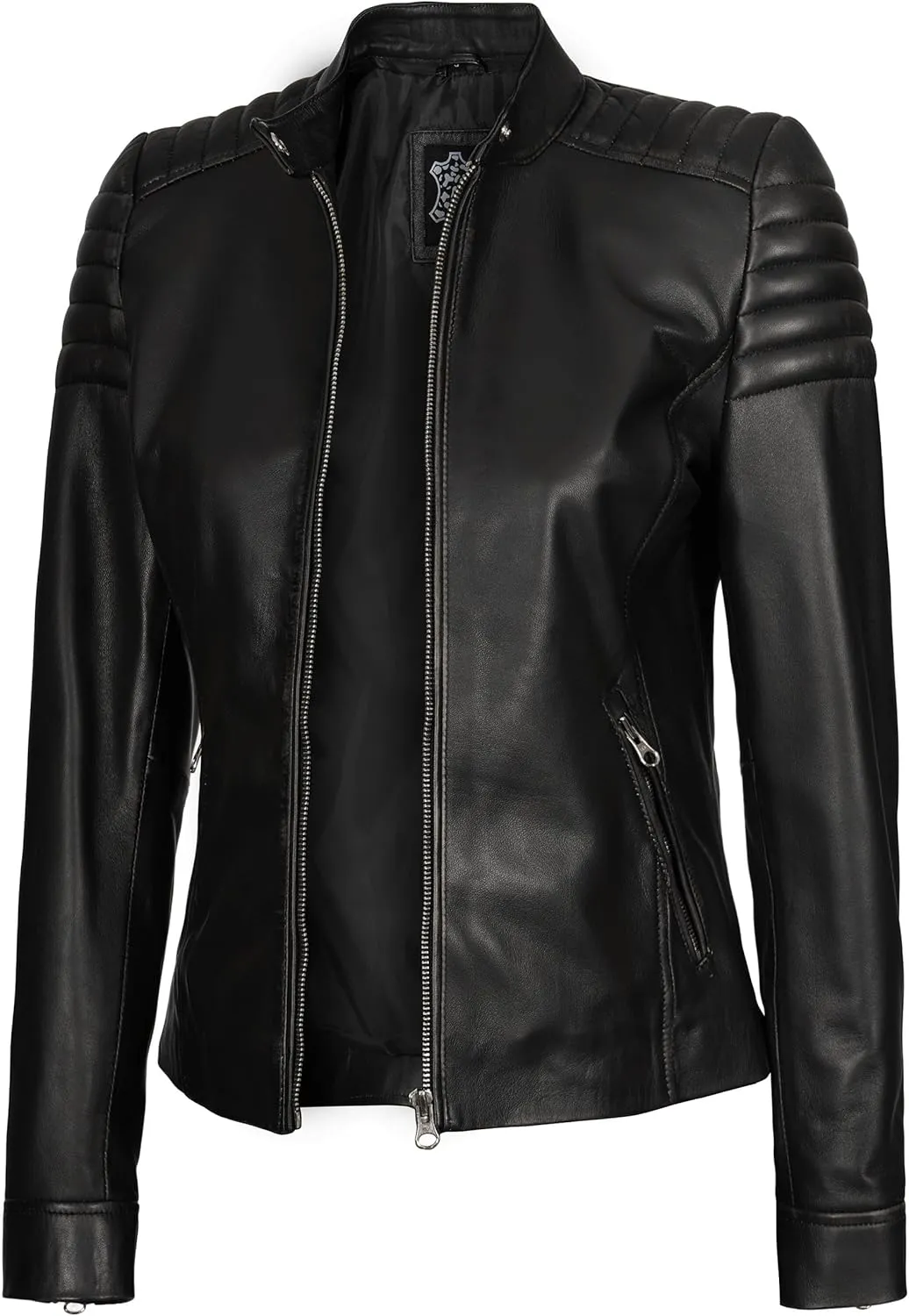 fjackets Leather Jacket Women - Cafe Racer Style Leather Jackets For Women's Real Lambskin Womens Leather Jackets