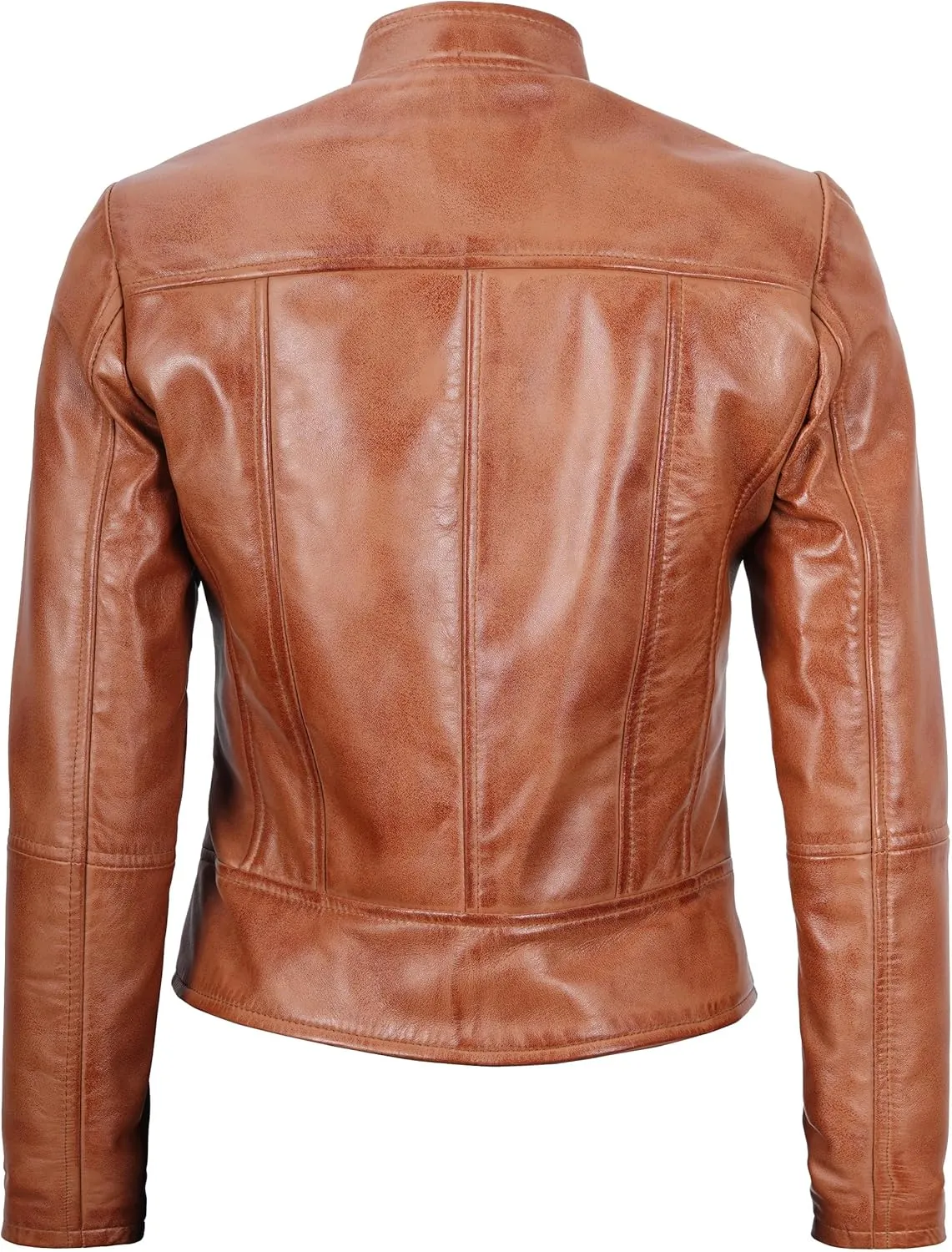 fjackets Leather Jacket Women - Cafe Racer Style Leather Jackets For Women's Real Lambskin Womens Leather Jackets