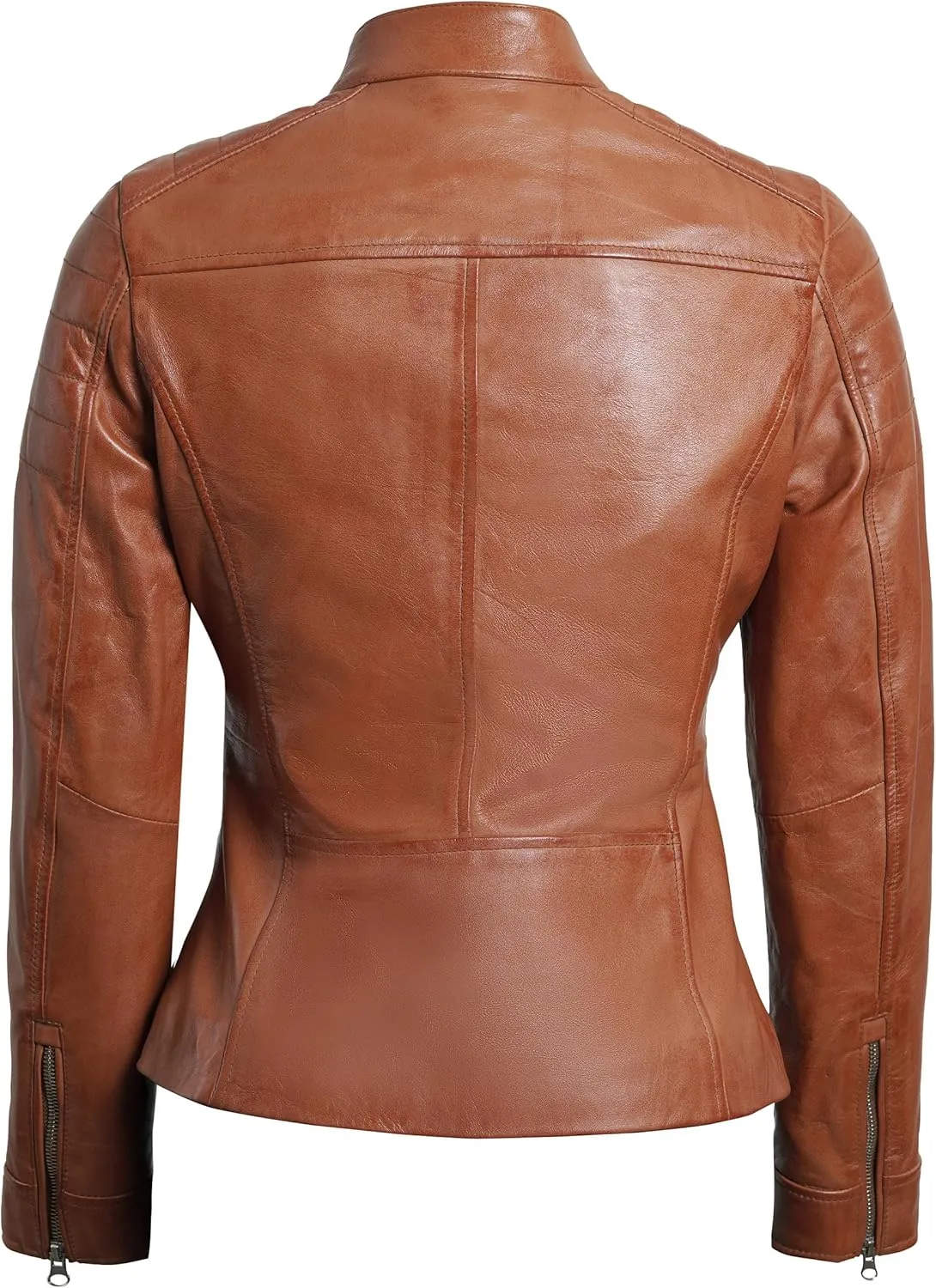 fjackets Leather Jacket Women - Cafe Racer Style Leather Jackets For Women's Real Lambskin Womens Leather Jackets