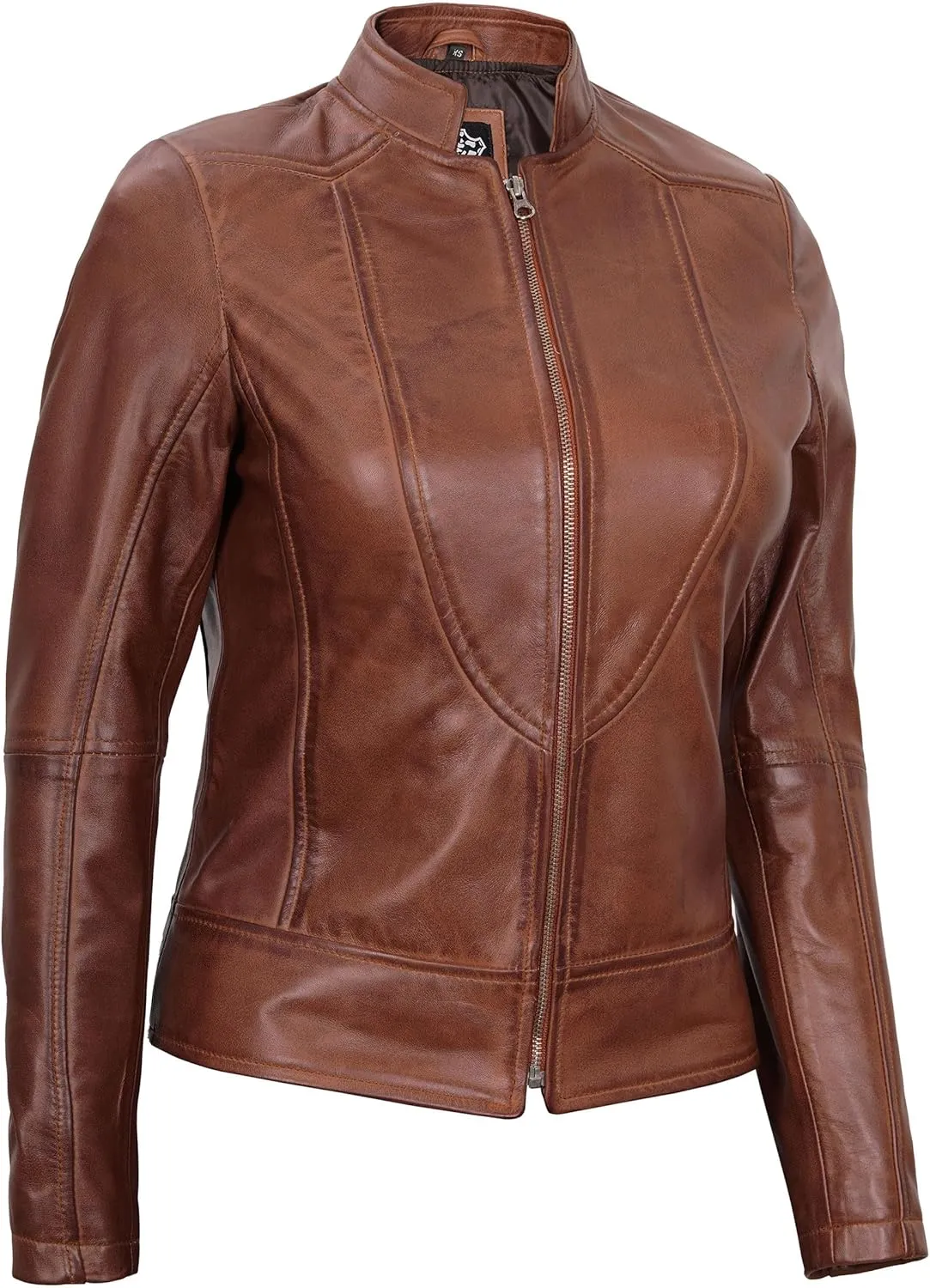 fjackets Leather Jacket Women - Cafe Racer Style Leather Jackets For Women's Real Lambskin Womens Leather Jackets