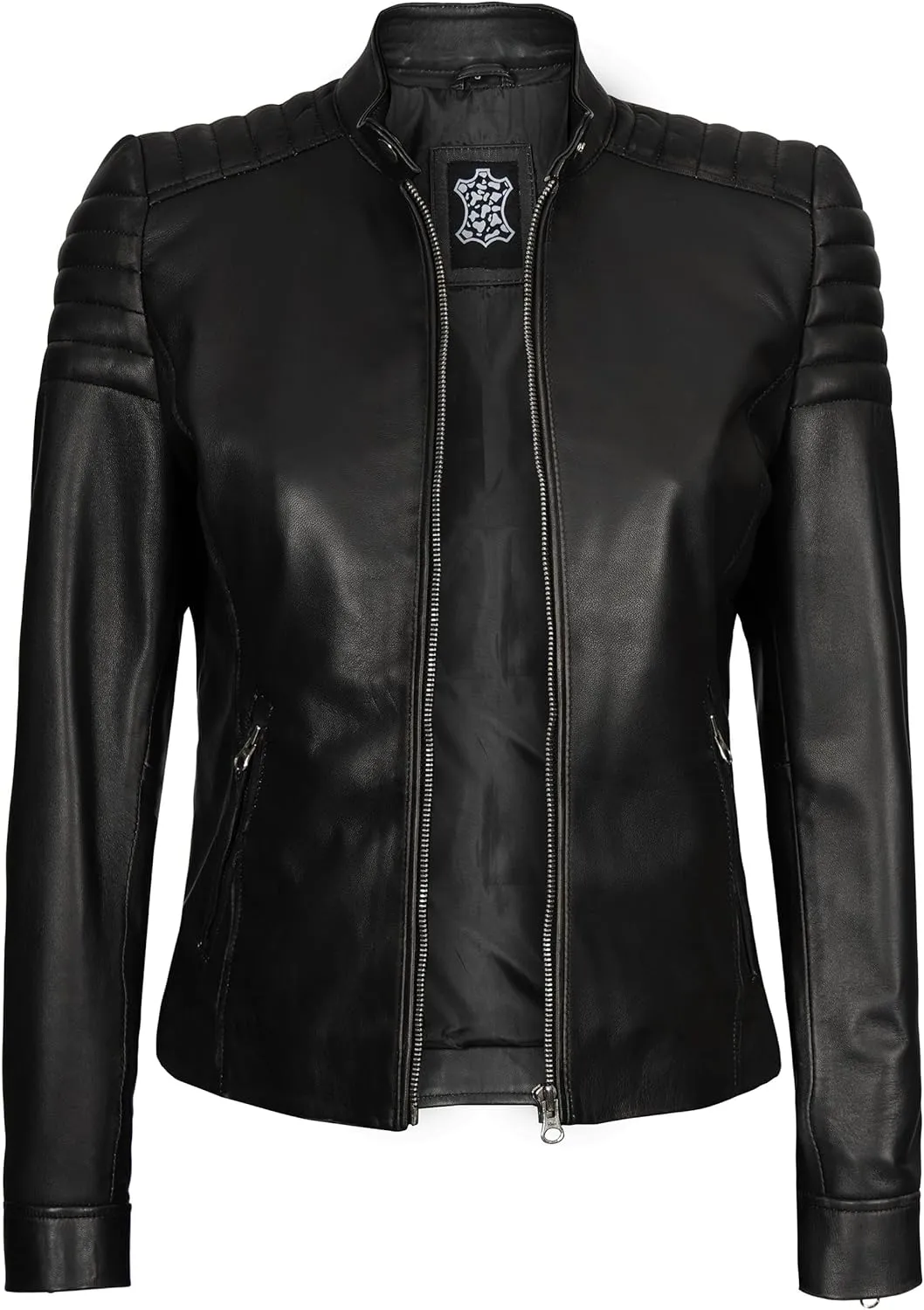 fjackets Leather Jacket Women - Cafe Racer Style Leather Jackets For Women's Real Lambskin Womens Leather Jackets