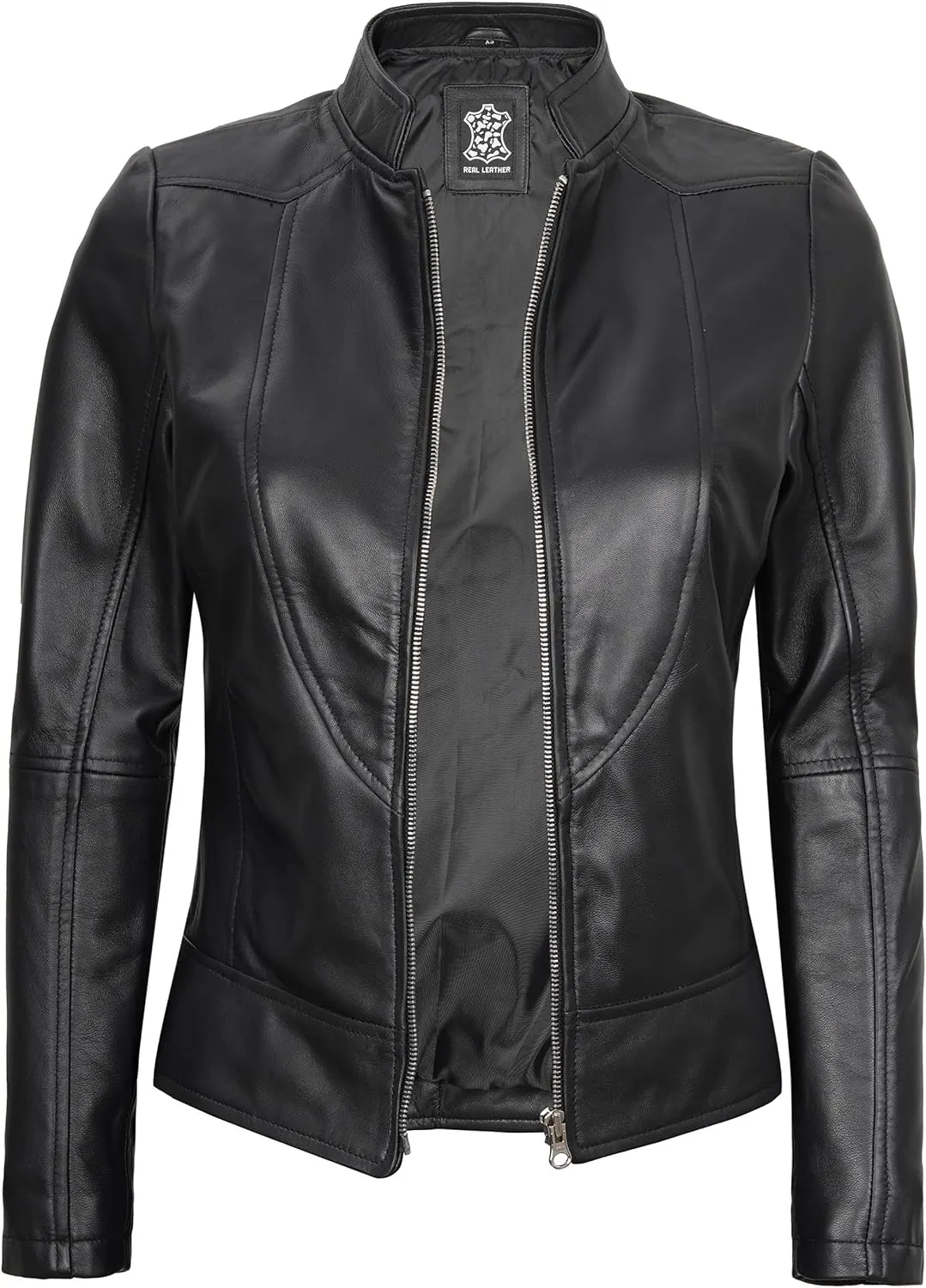 fjackets Leather Jacket Women - Cafe Racer Style Leather Jackets For Women's Real Lambskin Womens Leather Jackets