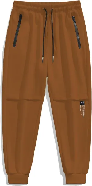 FoxQ Men's Sweatpants with Ankle Ribbing and Zipper Pockets, Athletic Joggers for Workouts, Runs and Hikes