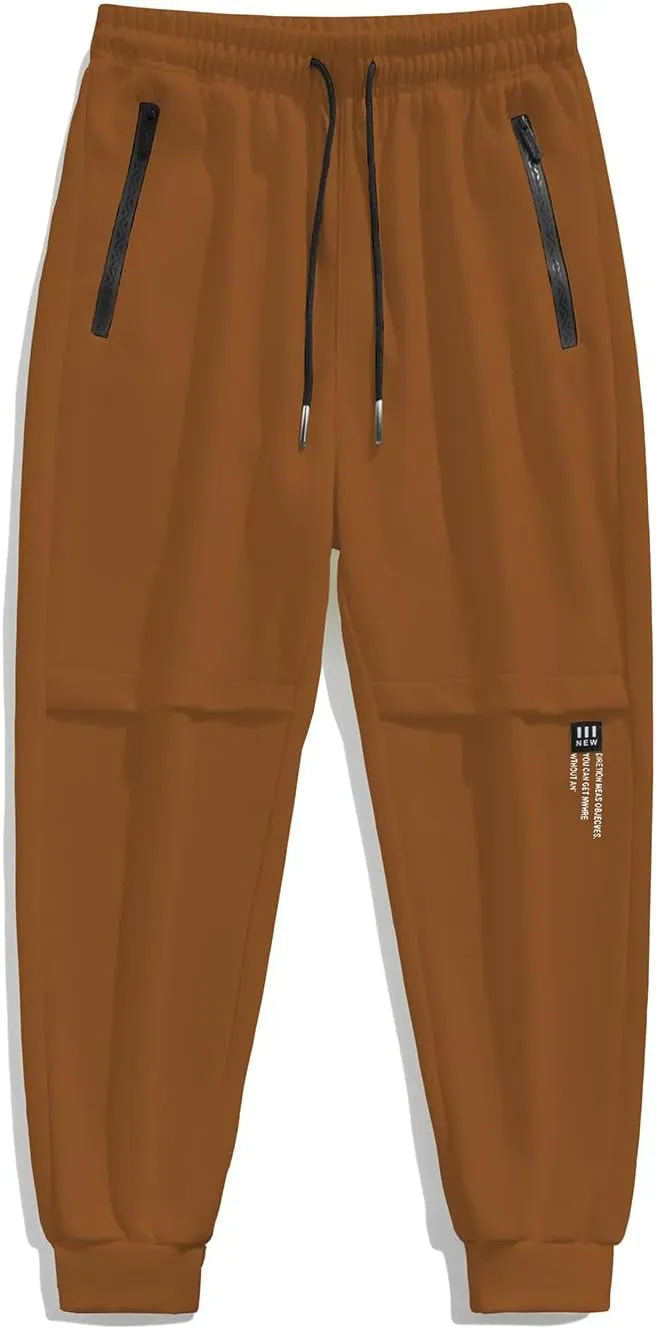 FoxQ Men's Sweatpants with Ankle Ribbing and Zipper Pockets, Athletic Joggers for Workouts, Runs and Hikes
