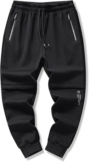 FoxQ Men's Sweatpants with Ankle Ribbing and Zipper Pockets, Athletic Joggers for Workouts, Runs and Hikes