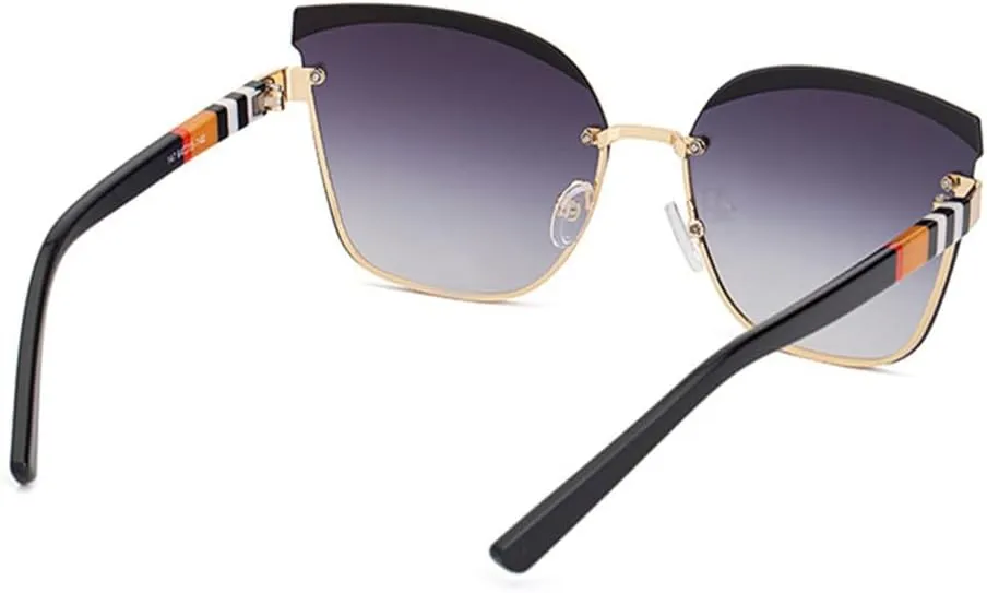 Frameless Cat Eye Stripe Ladies Sunglasses Vintage Gradient Women Shades UV400