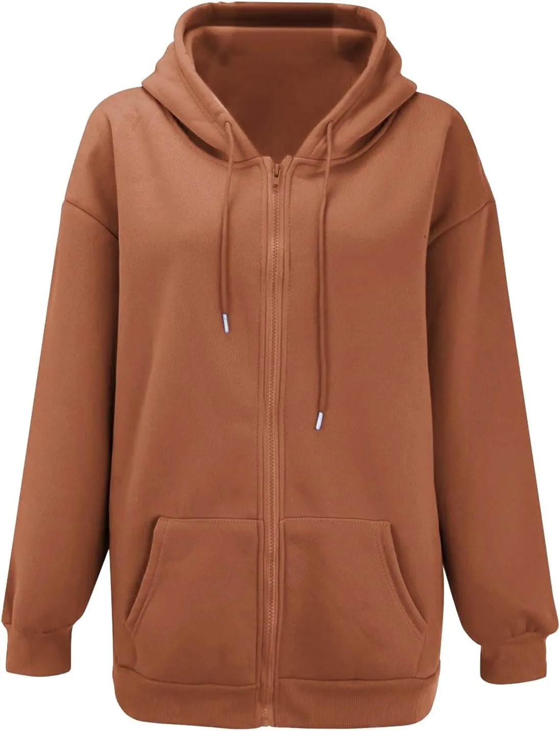 GIERIDUC Womens Zip Up Hoodies Long Sleeve Oversized Sweatshirts Super Soft Womens Sweatshirt Comfy Long Sleeve White Hoodies