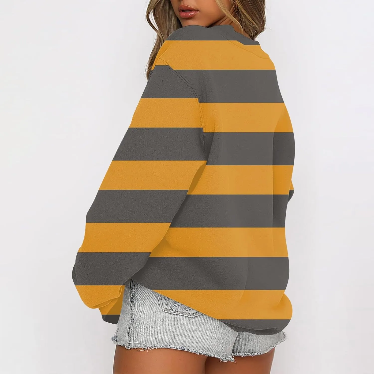 GOFULY Fall Crewneck Sweatshirts Women Oversized Striped Pullover Lightweight Crop Sweatshirts Winter Long Sleeve Tshirt