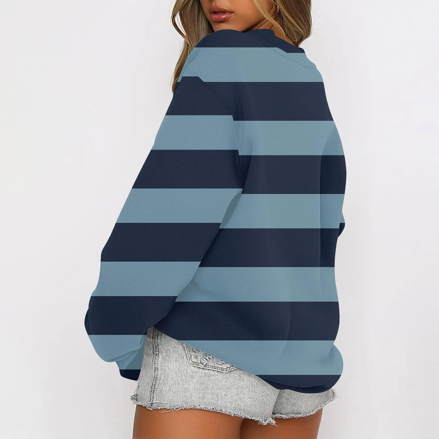 GOFULY Fall Crewneck Sweatshirts Women Oversized Striped Pullover Lightweight Crop Sweatshirts Winter Long Sleeve Tshirt