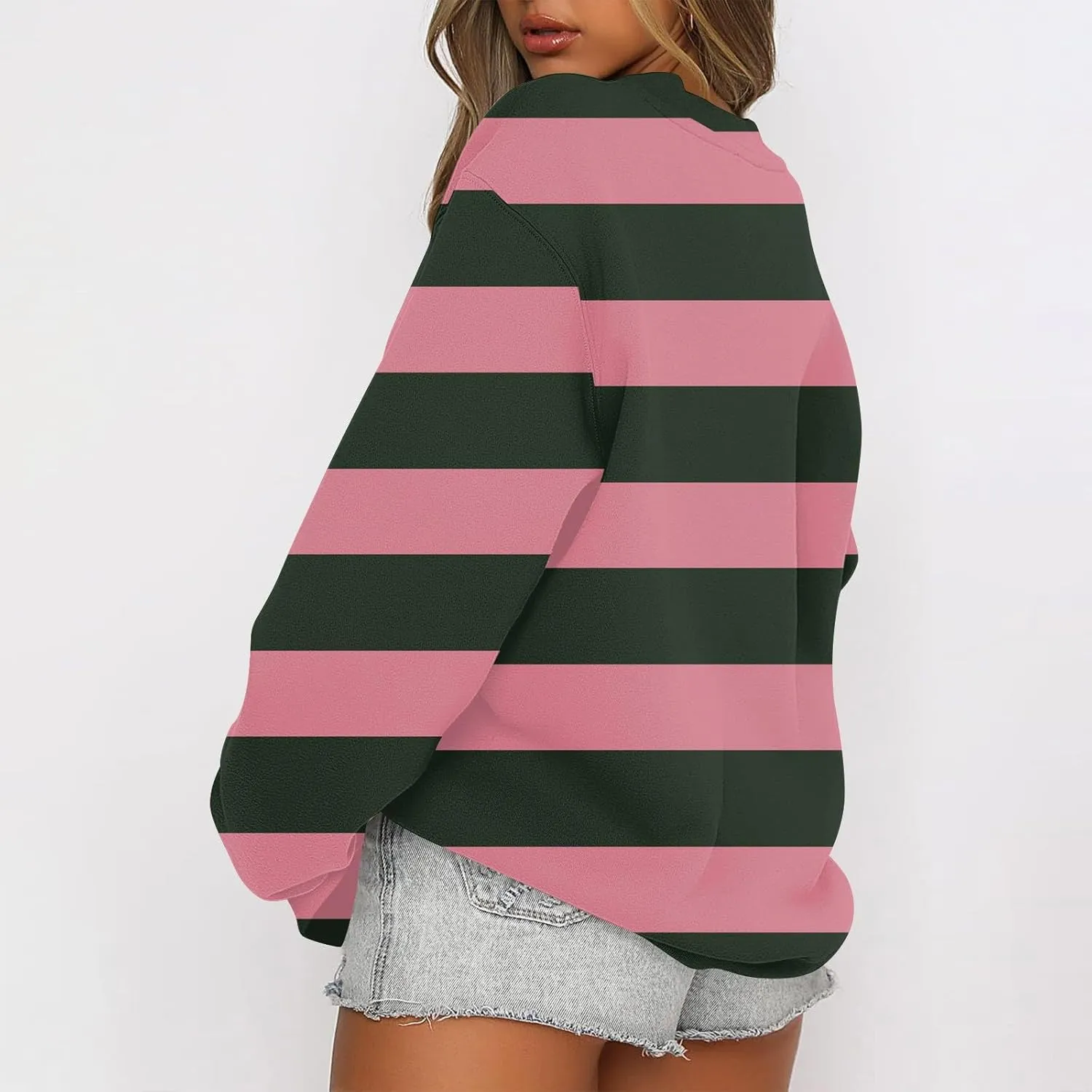 GOFULY Fall Crewneck Sweatshirts Women Oversized Striped Pullover Lightweight Crop Sweatshirts Winter Long Sleeve Tshirt
