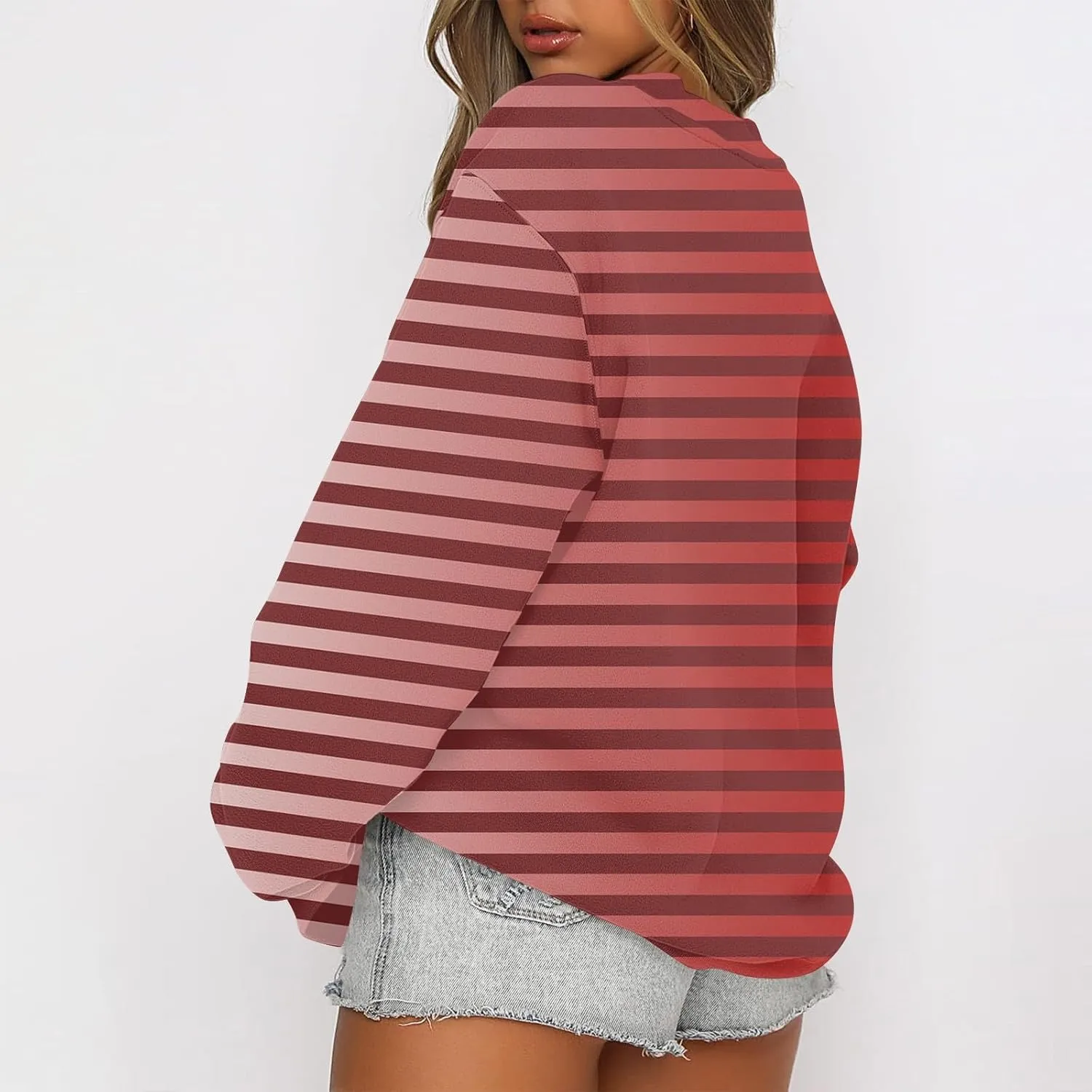 GOFULY Fall Crewneck Sweatshirts Women Oversized Striped Pullover Lightweight Crop Sweatshirts Winter Long Sleeve Tshirt