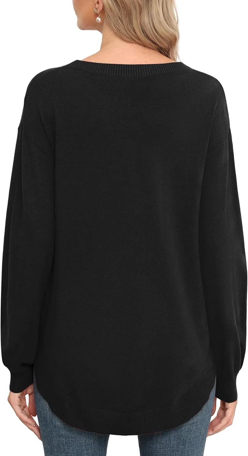 GRECERELLE Womens Long Sleeve Lightweight Crewneck Sweater Tops Casual Soft Knit Pullover Jumper