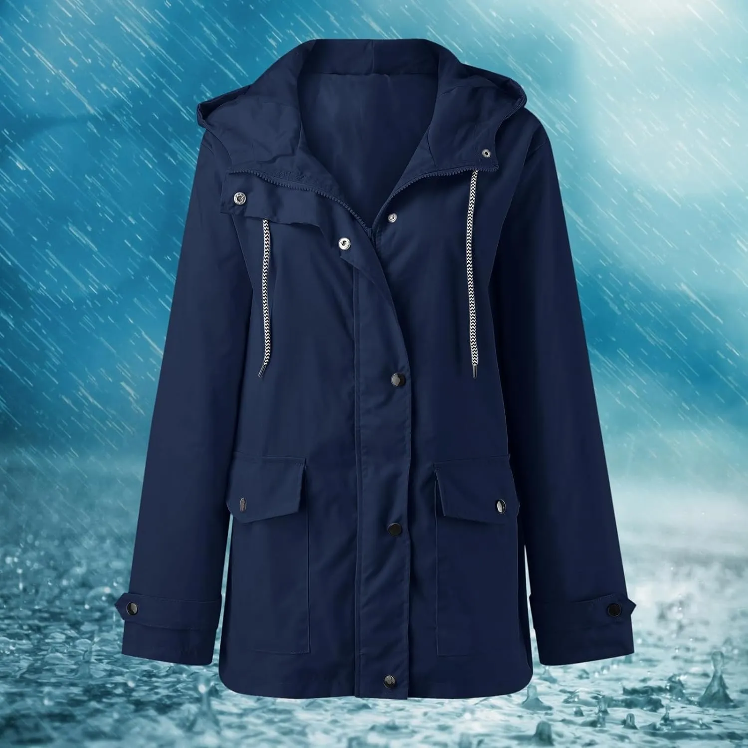 Hooded Trench Coats, Windbreaker Travel Jacket, Womens Jackets, Hiking Jackets for Women, Ladies Lightweight Jackets