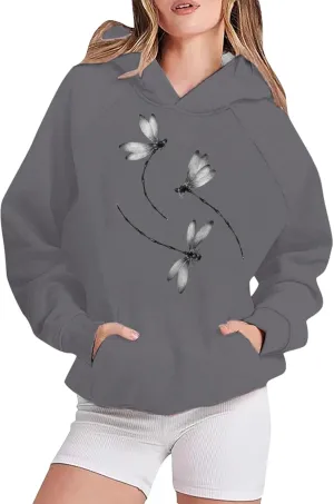 Hoodies & Sweatshirts for Women Oversized Graphic Track Shirts with Pockets Fashion Loose Fit Hooded Pullover Tops