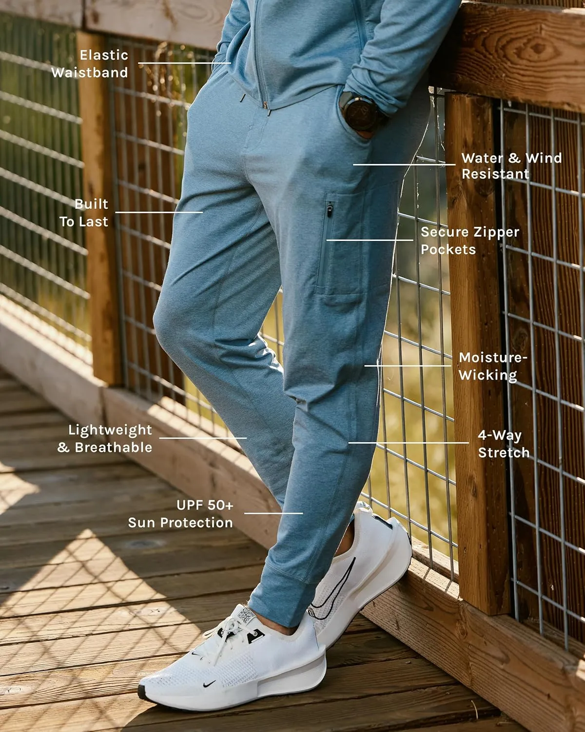 INTO THE AM Daybreak Joggers for Men S-4XL Tapered Workout Gym Pants Zipper Pockets