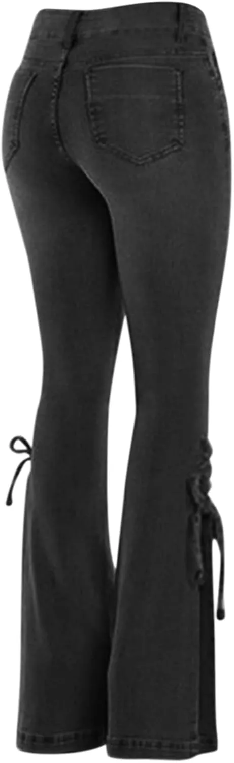 Jeans for Women 2024 Pants Waisted Trousers Jeans Lace Poket Denim Women's Jeans Black Jeans Womens Black Pants for
